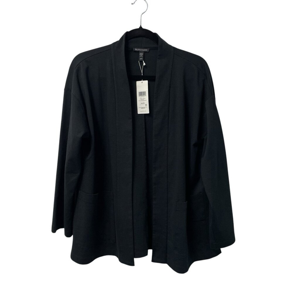 EILEEN FISHER HIGH COLLAR JACKET CARDIGAN SUSTAINABLE SIZE XS LAGENLOOK $198 NWT